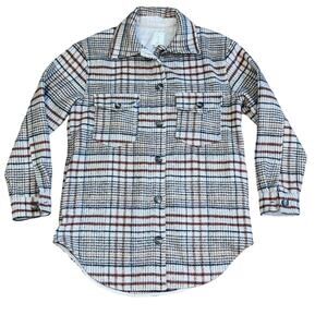 Joie Plaid Wool Blend Shacket Fall Jacket Button Down Tan Brown Check Small